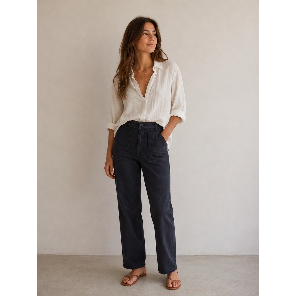 Wilfred Free Black‎ Utility Straight Leg Jeans Size 0 High Rise Minimalist